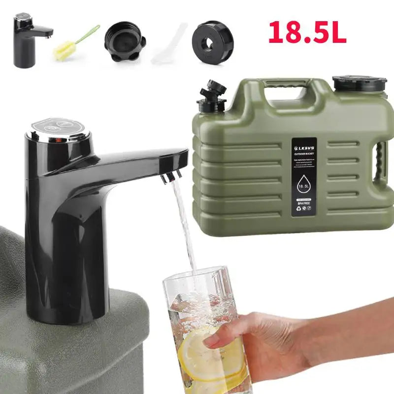 Portable Water Container with Electric Pump - 11L/12L Camping Water Dispenser for Outdoor Use