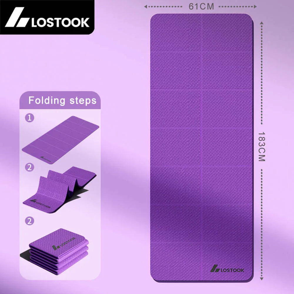 Premium TPE Foldable Yoga Mat - 4mm Thick, 183x61cm - Travel-Friendly Exercise Mat