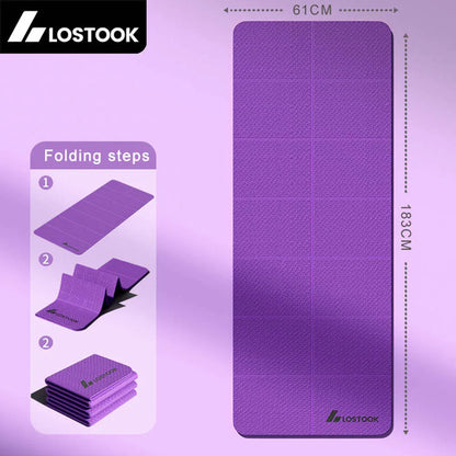 Premium TPE Foldable Yoga Mat - 4mm Thick, 183x61cm - Travel-Friendly Exercise Mat