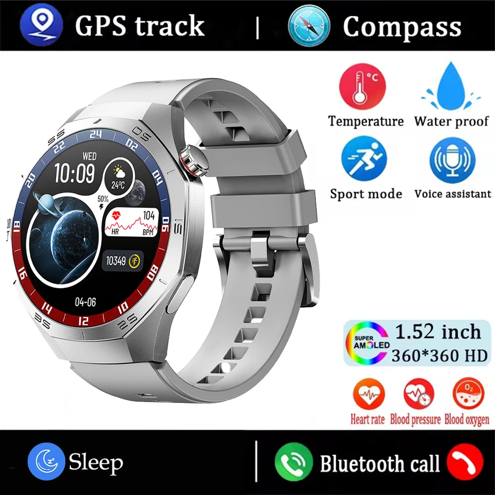 2025 Smart Watch - AMOLED Screen with GPS, Heart Rate, Bluetooth Calls & Waterproof for Android & iOS