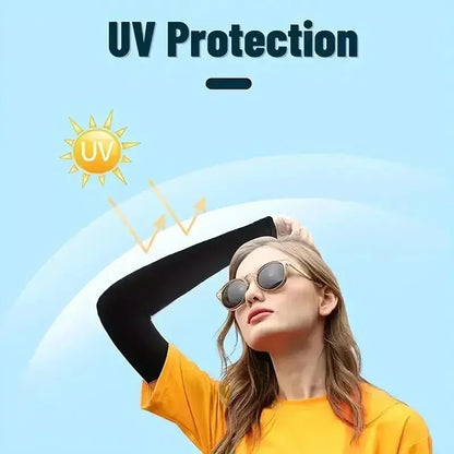 Cooling Arm Sleeves - Ice Silk UV Sun Protection for Cycling, Golf, and Outdoor Sports (1 Pair)