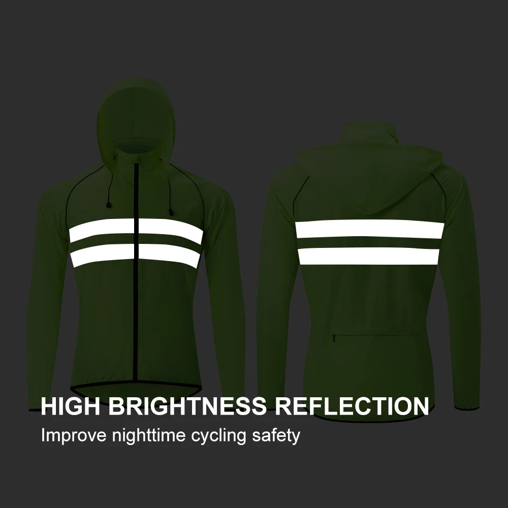 Men's Cycling Windbreaker Jacket - Water-Resistant Long Sleeve MTB Bike Coat with Quick-Dry & Breathable Jersey
