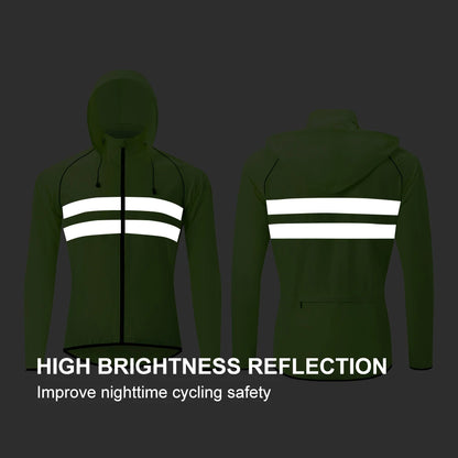 Men's Cycling Windbreaker Jacket - Water-Resistant Long Sleeve MTB Bike Coat with Quick-Dry & Breathable Jersey