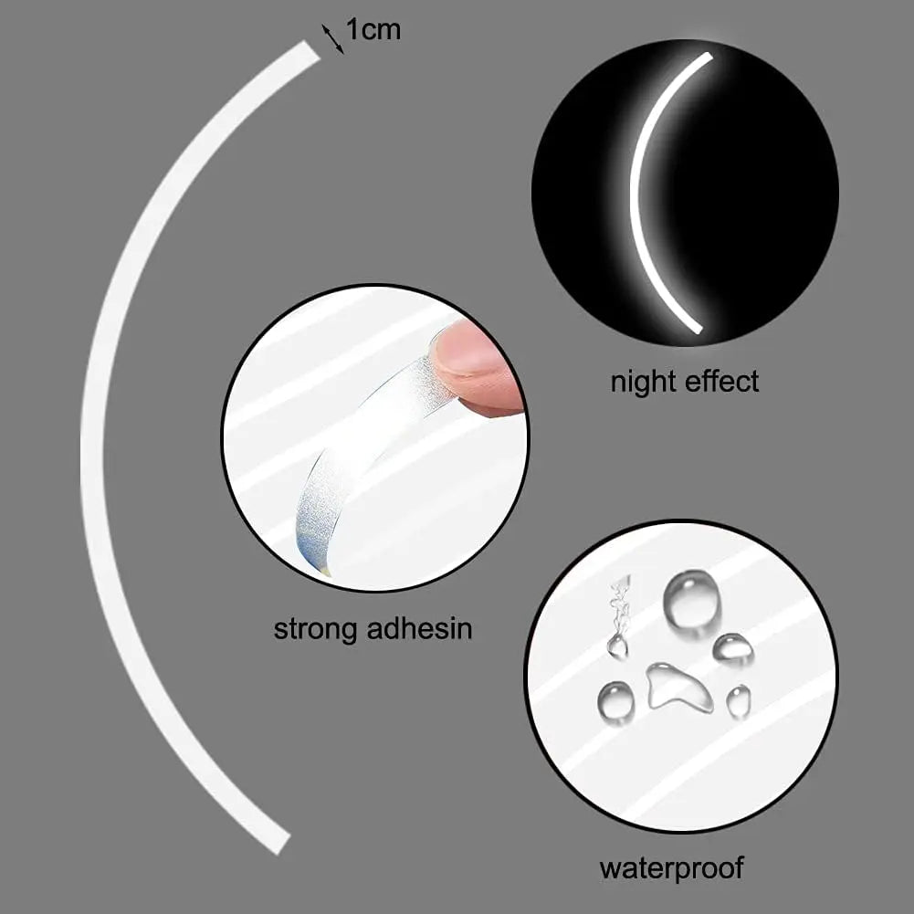 Reflective Wheel Rim Stripe Decals - 16-Piece Set for 17-19" Motorcycle, Car & Bicycle Wheels - Night Safety Stickers