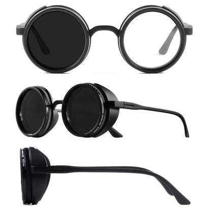 CRIXALIS Handmade Polarized Sunglasses - ND 1-9 Manual Adjustable Dimming, Retro Steampunk Style UV400 Fishing Eyewear