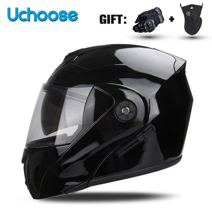 DOT Certified Modular Flip-Up Motorcycle Helmet - Dual Visor Cross-Country Safety Helmet - Unisex