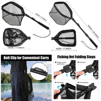 Professional Telescoping Fishing Landing Net - Aluminum Alloy Construction - Extends 55cm to 190cm with Folding Mesh Design