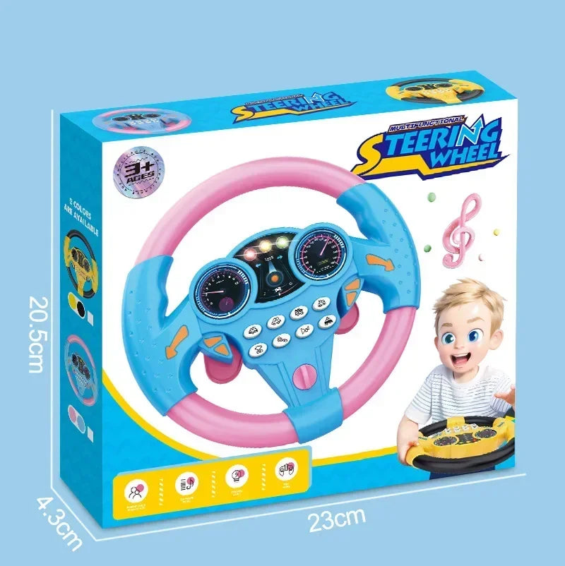 Kids Interactive Steering Wheel Toy - Educational Stroller Copilot with Sound Effects
