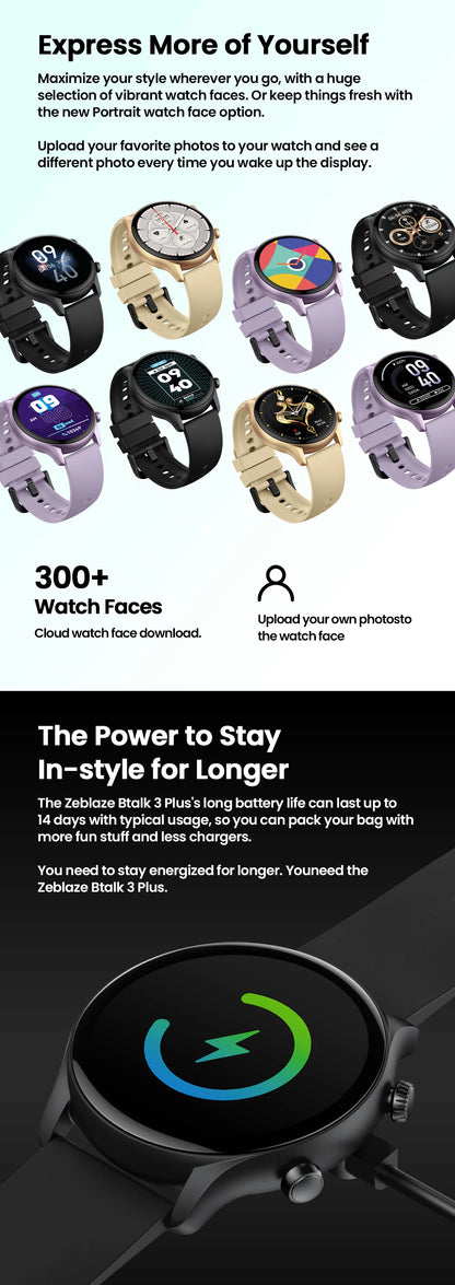 Zeblaze Btalk 3 Plus Smart Watch - 1.39'' HD Display with Voice Calling & Fitness Tracking for Men & Women