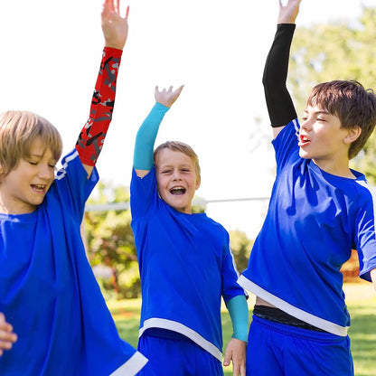 Kids UV Protection Arm Sleeves - Ice Silk Cooling Compression Sleeves for Boys & Girls Outdoor Sports (1 Pair)