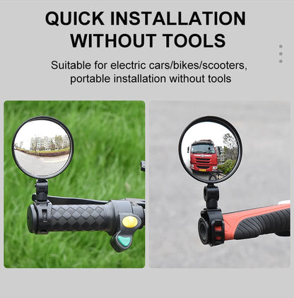 2PCS Universal Bike Handlebar Mirror - 360° Adjustable Rotatable Rearview for MTB & Road Bikes