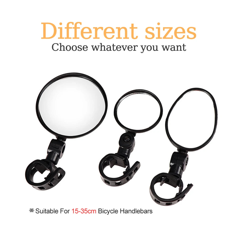 2PCS Universal Bike Handlebar Mirror - 360° Adjustable Rotatable Rearview for MTB & Road Bikes