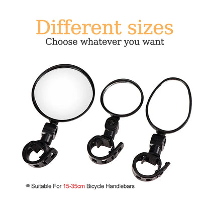 2PCS Universal Bike Handlebar Mirror - 360° Adjustable Rotatable Rearview for MTB & Road Bikes