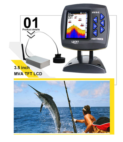 Wireless Fish Finder - 980ft Range 45° Sonar for Fishing Boats