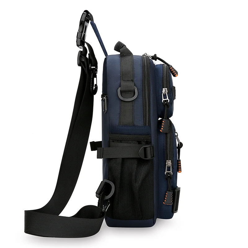 Men's Oxford Chest Pack - Unisex Crossbody Waist Bag with Zipper Pockets