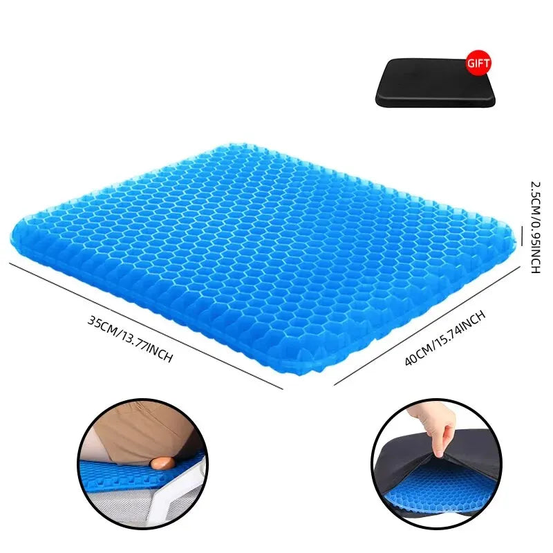 Gel Seat Cushion - Breathable Honeycomb Design for Pressure Relief, Back & Tailbone Pain - Summer Comfort for Home, Office, Wheelchair & Car