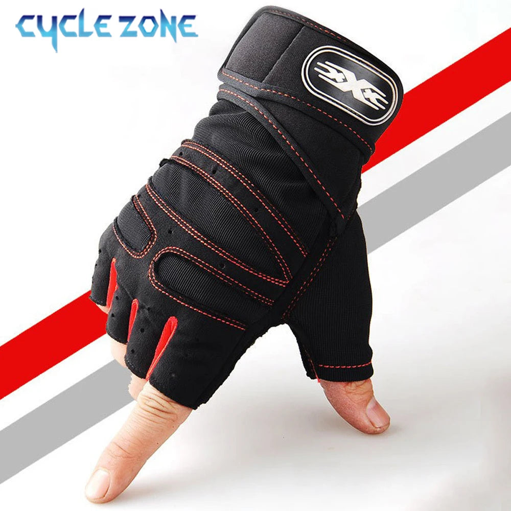 Premium Half-Finger Workout Gloves with Wrist Wrap - Men & Women - Weight Lifting, Training, Cycling & Gym