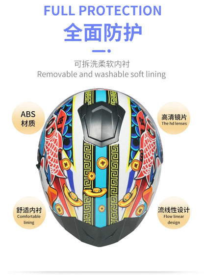 Full Face Racing Motorcycle Helmet - Winter Warm Double Visor Motorbike Sports Helmet LVS-701