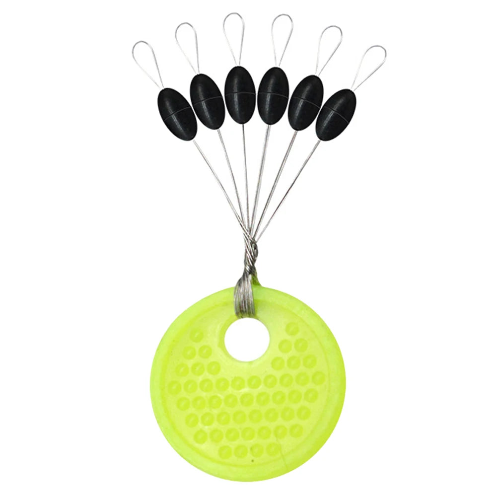 Fishing Line Space Beans Set - 60pcs (10 Groups) Rubber Stoppers, Oval & Long Column Shaped Vertical Bobber Tools