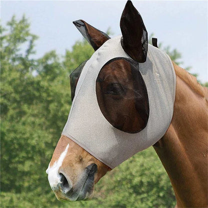 Breathable Mesh Horse Fly Mask - Anti-Mosquito Knitted Equestrian Protection