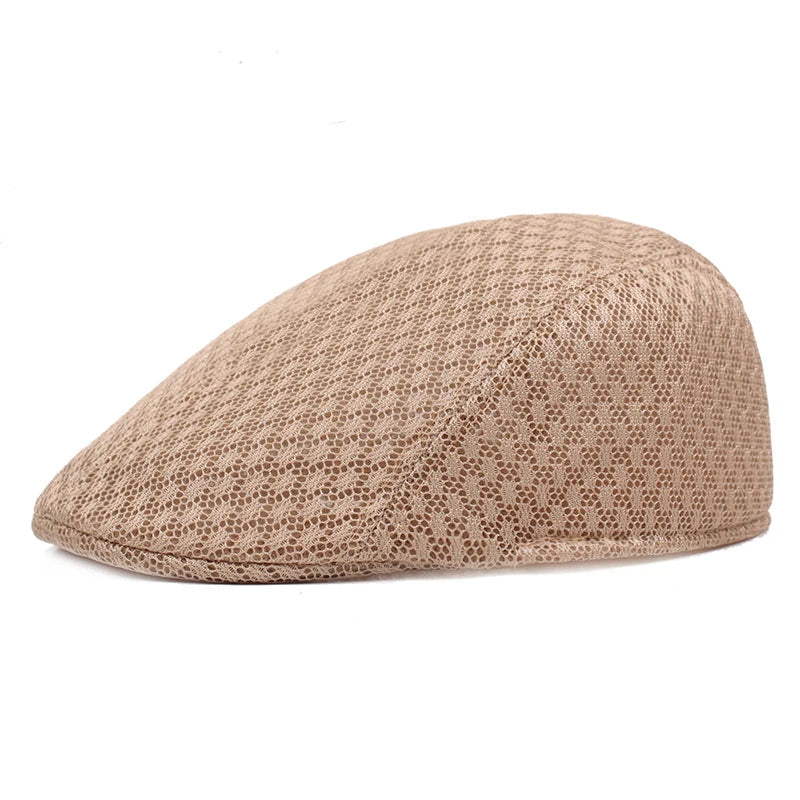 Breathable Mesh Beret Cap - Adjustable Newsboy Style Flat Hat for Men & Women - Summer Casual