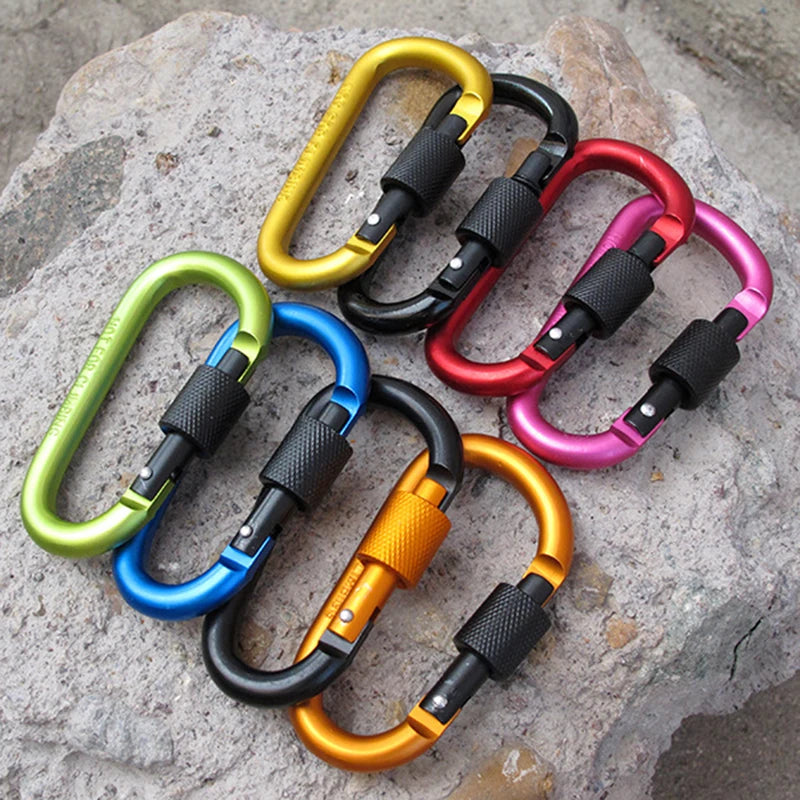 4-Pack Aluminum Screw Gate Carabiners - 7.5mm Diameter Hiking Clips for EDC Outdoor Camping Equipment