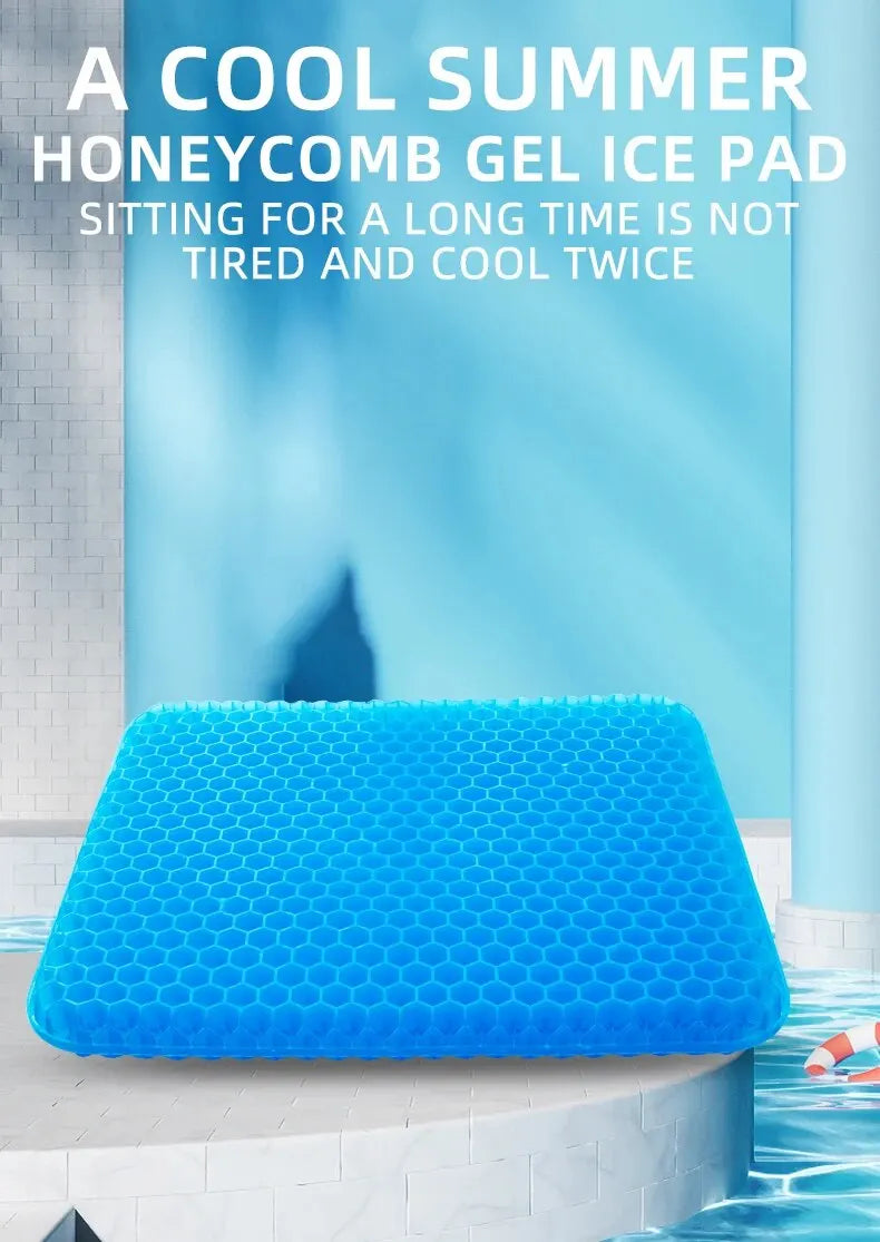 Gel Seat Cushion - Breathable Honeycomb Design for Pressure Relief, Back & Tailbone Pain - Summer Comfort for Home, Office, Wheelchair & Car