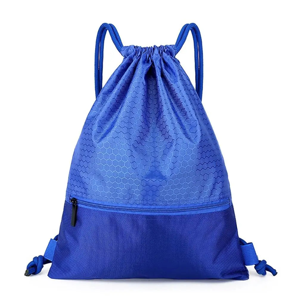 Waterproof Drawstring Sports Backpack with Zipper Pocket - Lightweight Gym Sackpack for Basketball & Training