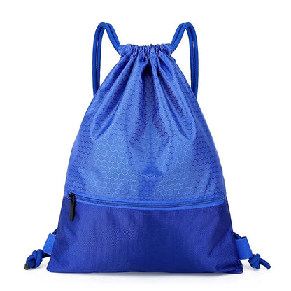 Waterproof Drawstring Sports Backpack with Zipper Pocket - Lightweight Gym Sackpack for Basketball & Training