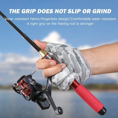 Men's Summer Fishing Gloves - Ice Silk Breathable Three-Finger Cut Design with UV Protection & Anti-Slip Grip (1 Pair)
