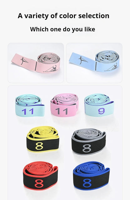 Yoga Resistance Band - Sectioned Stretching Belt for Pilates, Dance & Fitness Training