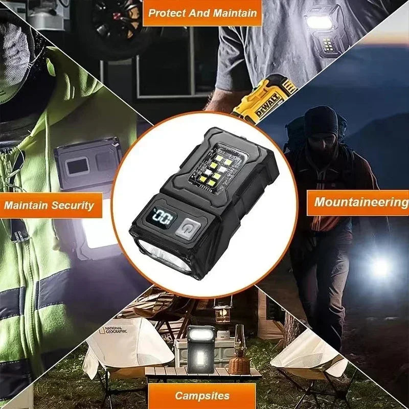 Portable LED Flashlight Set (1-2 Pieces) - Super Bright Mini USB Rechargeable with Magnetic Tail & COB Emergency Light for Camping & Hiking
