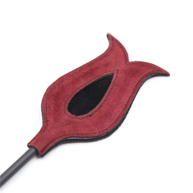 Red Leather Horse Riding Crop - Professional Equestrian Training Whip