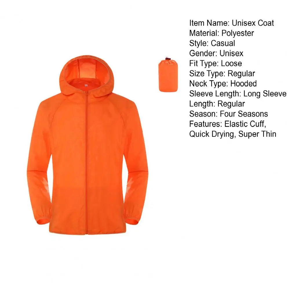 Ultra-Light Waterproof Sun Protection Jacket - Portable Foldable Hooded Windbreaker with UV Protection for Camping & Hiking