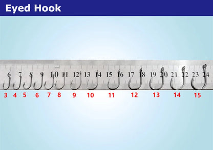 Professional Fishing Hook Set - 200 Pieces Eyed Circle Jighead Hooks, Sizes 3-12, Barbed Design for Carp Fishing and General Angling