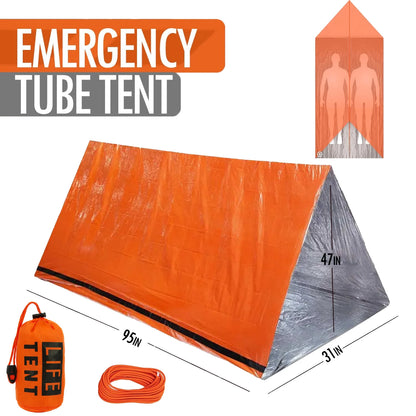 2-Person Waterproof Emergency Camping Tent - Family Travel Shelter with Pergola Design