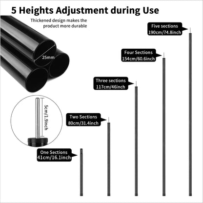 Adjustable Telescopic Tent Poles - Set of 2 Universal Aluminum Camping Awning Poles for Tarp, Sun Sail & Shelter Accessories