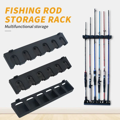 6-Hole Wall-Mounted Fishing Rod Holder - Vertical & Horizontal Display Rack