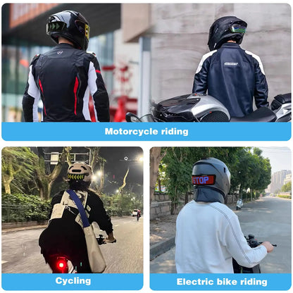 Smart RGB LED Motorcycle Helmet Display - APP Programmable Night Riding Warning Light with DIY Taillight Screen