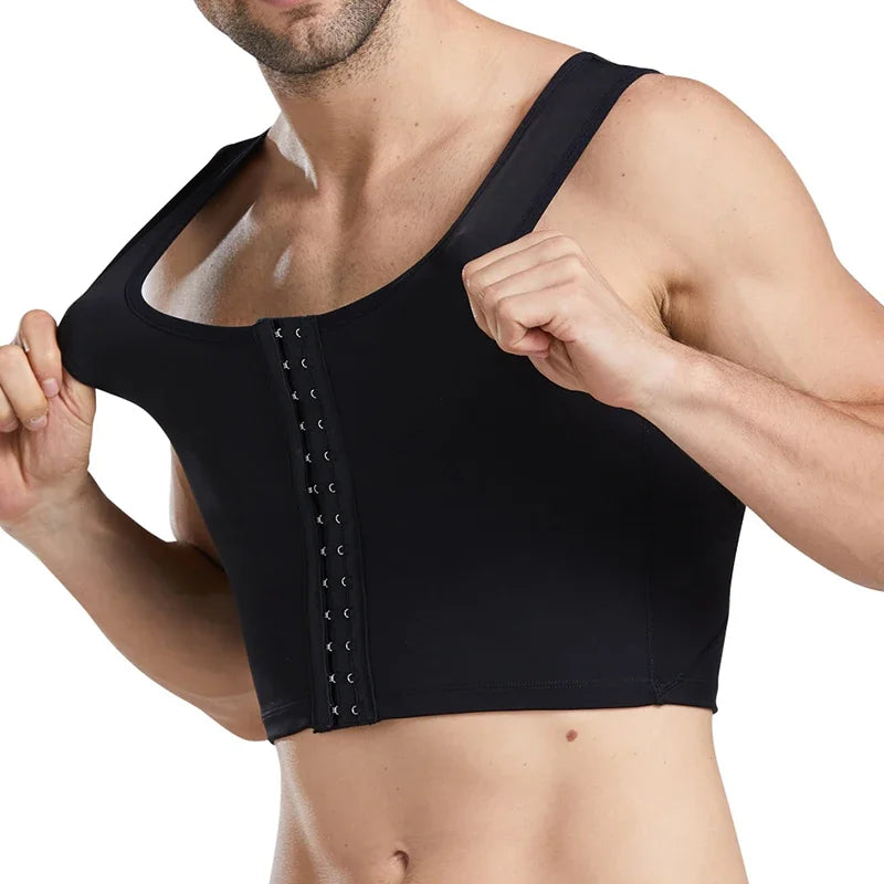 Men's Compression Vest - Nylon-Spandex Slimming Undershirt Tank Top for Chest & Torso Support