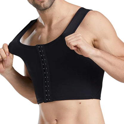 Men's Compression Vest - Nylon-Spandex Slimming Undershirt Tank Top for Chest & Torso Support