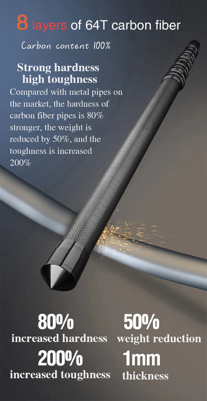 Ultralight Carbon Fiber Telescopic Tarp Pole - Adjustable Camping Tent Pole (2.4m-3m Lightweight)