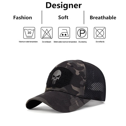 Unisex Skull Embroidered Baseball Cap - Breathable Adjustable Sun Hat for Spring & Autumn Outdoor