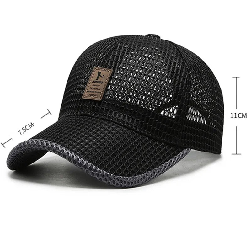 Men's Breathable Mesh Baseball Cap - Quick-Dry Anti-UV Sports Visor for Tennis, Golf & Hiking