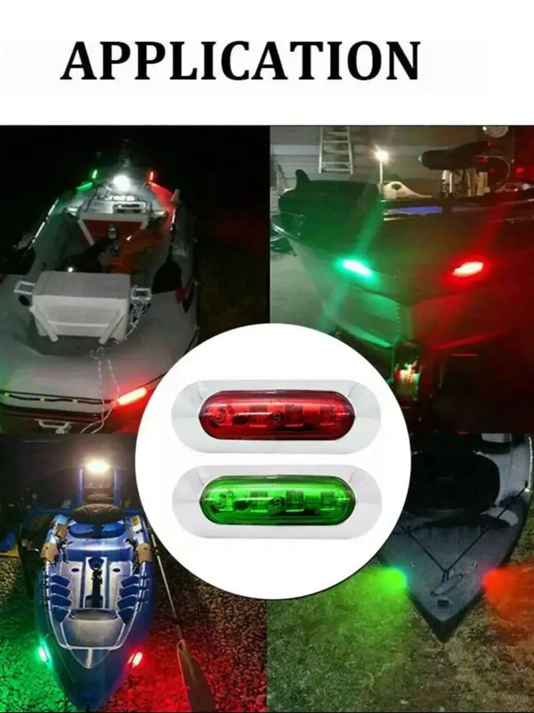 Marine LED Navigation Light Kit - Red & Green 12-24V Waterproof Boat Signal Lights (2-Pack)