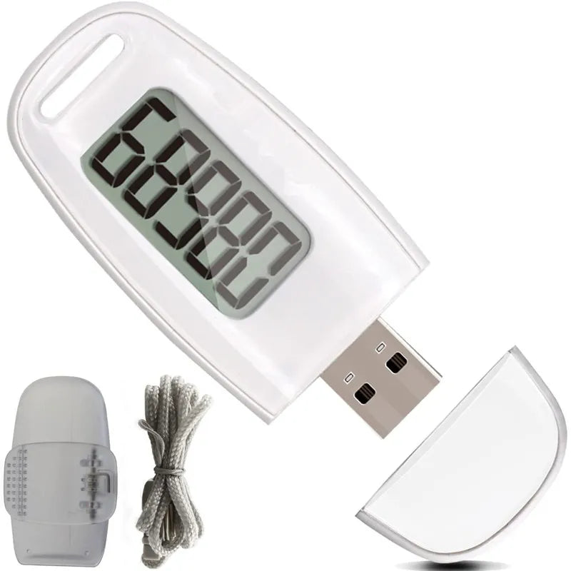 3D Pedometer Step Counter - USB Rechargeable with Backlight Display - Accurate Walking Step Tracker