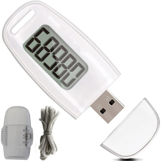 3D Pedometer Step Counter - USB Rechargeable with Backlight Display - Accurate Walking Step Tracker