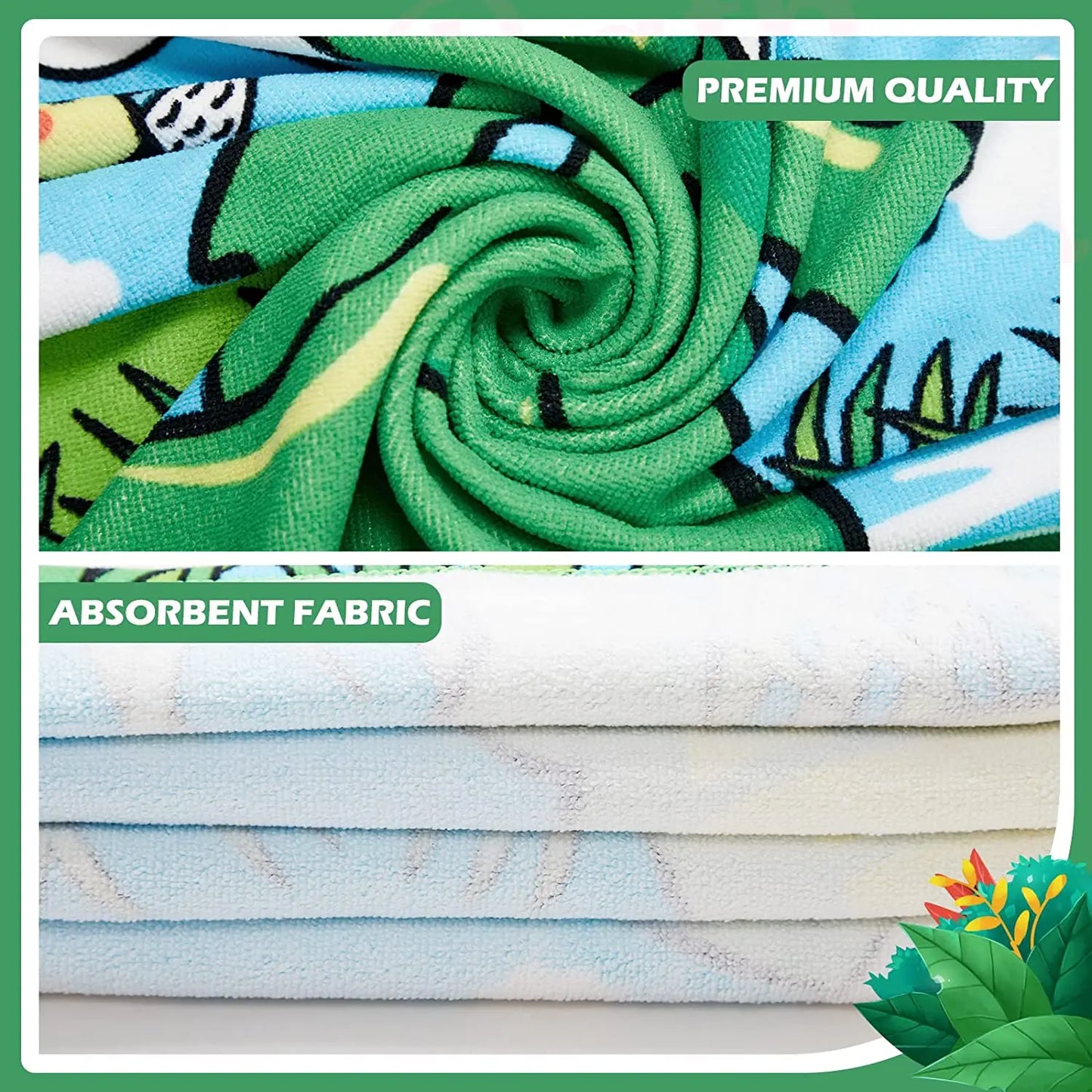 Kids Hooded Beach Towel Poncho with Cartoon Animal Design - Soft Microfiber for Swimming & Water Sports (Ages 3-8)
