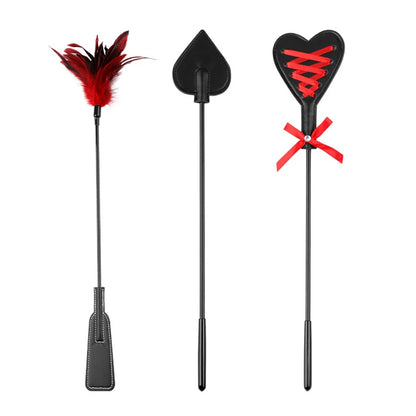 Equestrian Training Crop - PU Leather Horse Riding Whip with Feather Paddle Flogger for Role Play and Horse Training