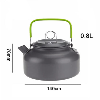 Portable Aluminum Alloy Camping Kettle - Multi-Size (0.8L/1.1L/1.2L/1.6L/2L/2.5L) for Outdoor Coffee & Tea - Perfect for Hiking, Fishing, Picnic & Cooking